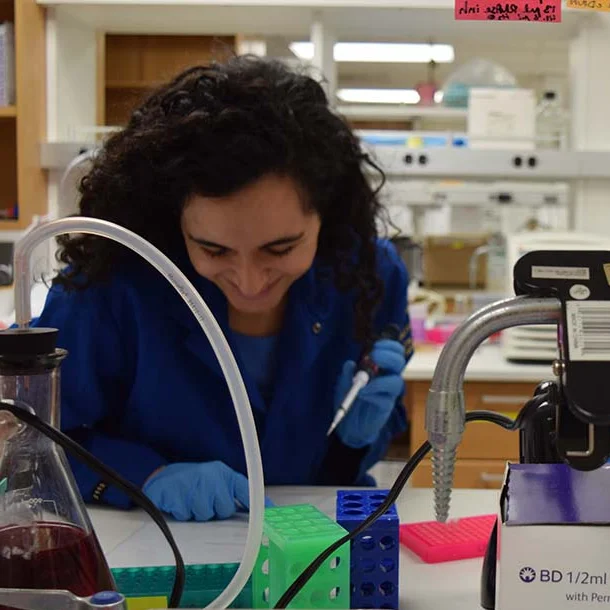 Two women working in lab