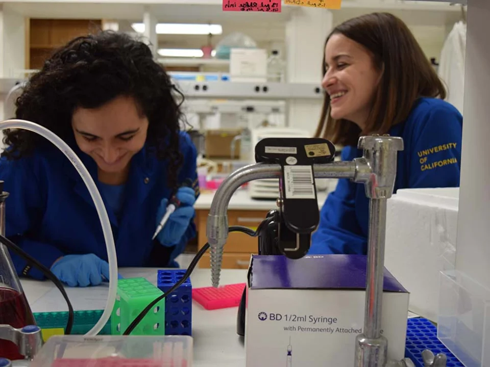 Two women working in lab